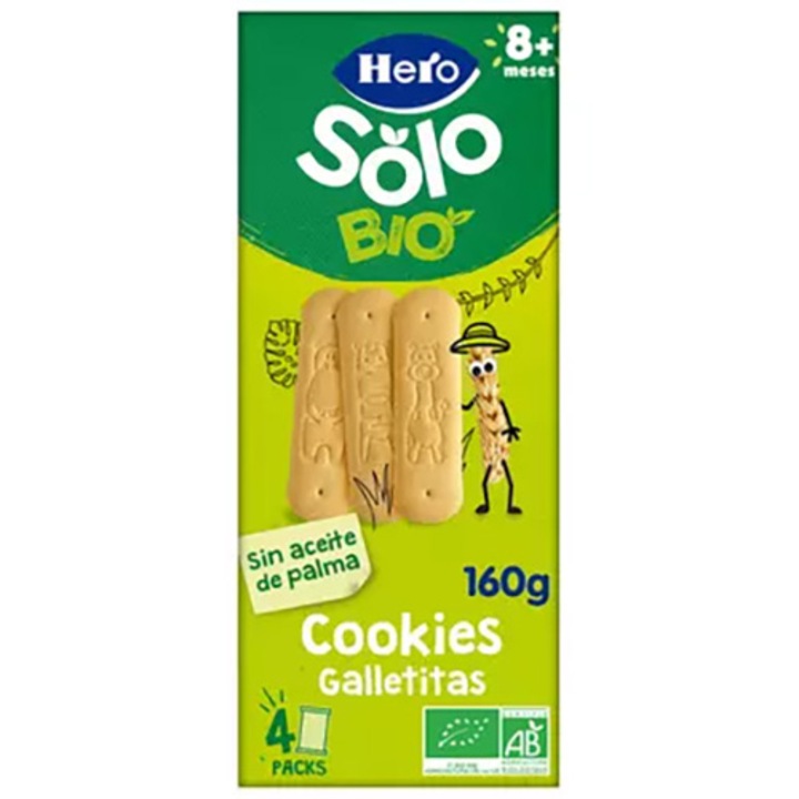 Biscuiti Bio pentru bebelusi Hero Solo, 160g , 8 luni+