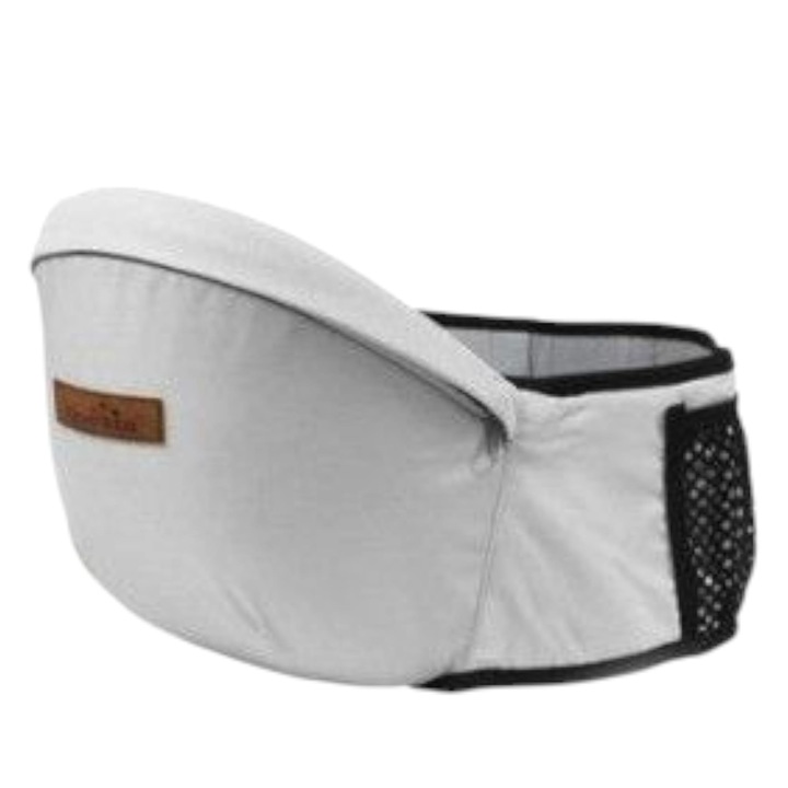 Port-Bebe Ajustabil cu Scaun, Ergonomic, 3 Pozitii, Bumbac, pentru Copii 0-3 Ani, Max 20 kg, Gri