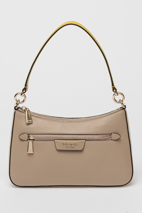 KATE SPADE, Кожена чанта през рамо Hudson, Сиво-кафяв, Лайм зелено