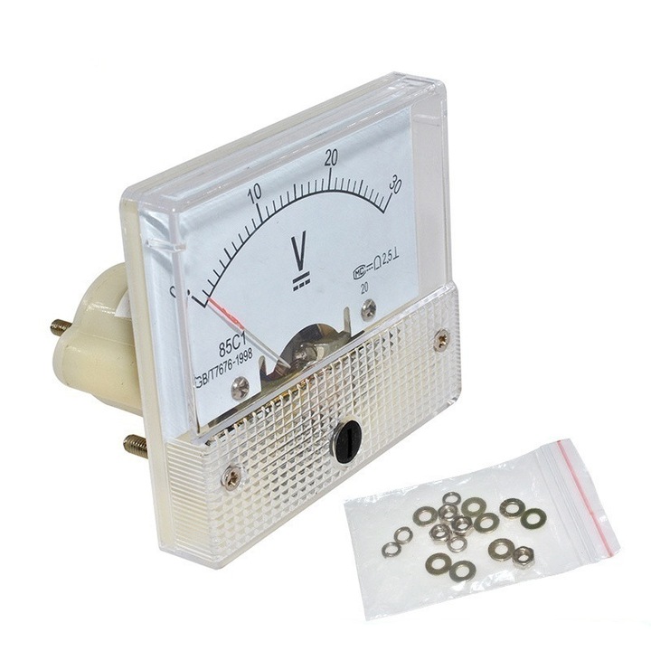 Voltmetru analogic clasic pentru panou 85C1, DC 0-30V
