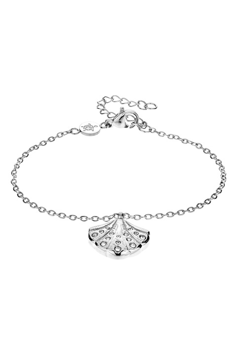 Amelia Parker, Bratara din otel inoxidabil cu element in forma de scoica, Alb optic, Argintiu