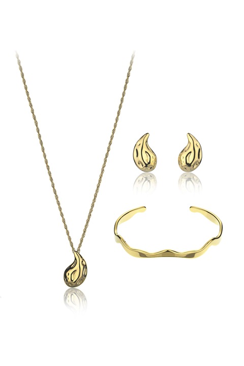 Amelia Parker, Set de colier, cercei si bratara din otel inoxidabil, Auriu