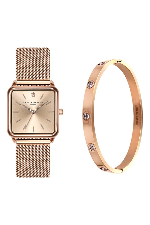 Amelia Parker, Часовник и гривна Gold Plaza, Rose Gold