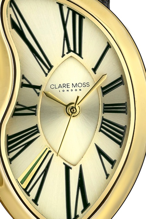 Clare Moss, Old Money Sunray kvarc karóra bőrszíjjal, Fekete