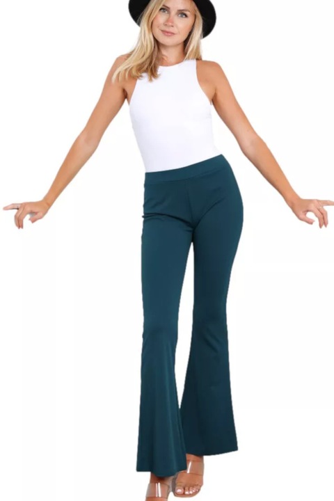 Pantaloni Dama, Evazati, Stretch Slim, Verde Inchis, S