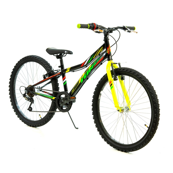 Bicicleta Copii DHS Turbo - 24 Inch, Negru-Verde