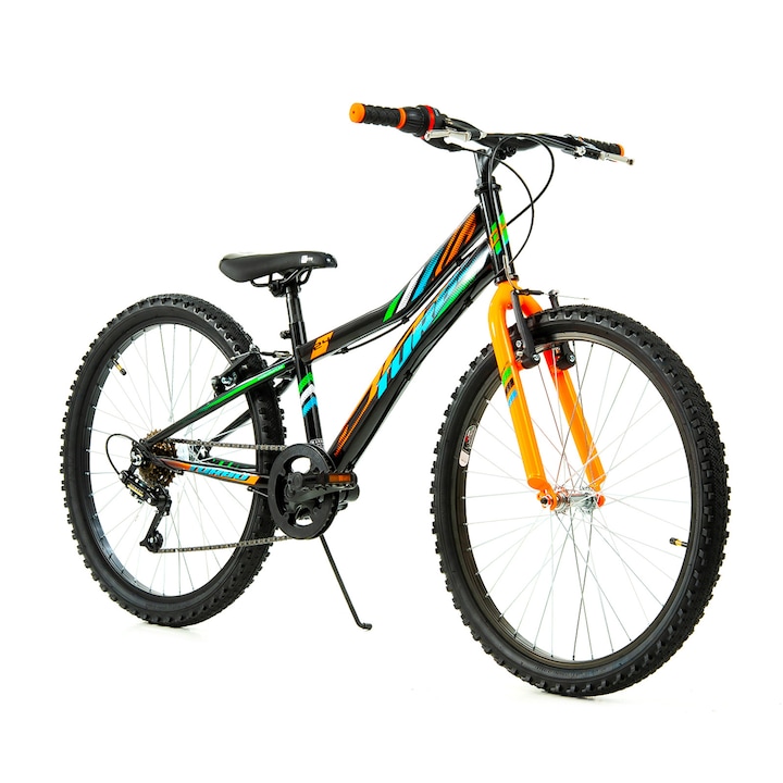 Bicicleta Copii DHS Turbo - 24 Inch, Negru-Portocaliu
