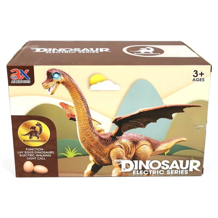 Jucarie interactiva, Dinozaur cu aripi, Oua, Lumini si sunete, Multicolor