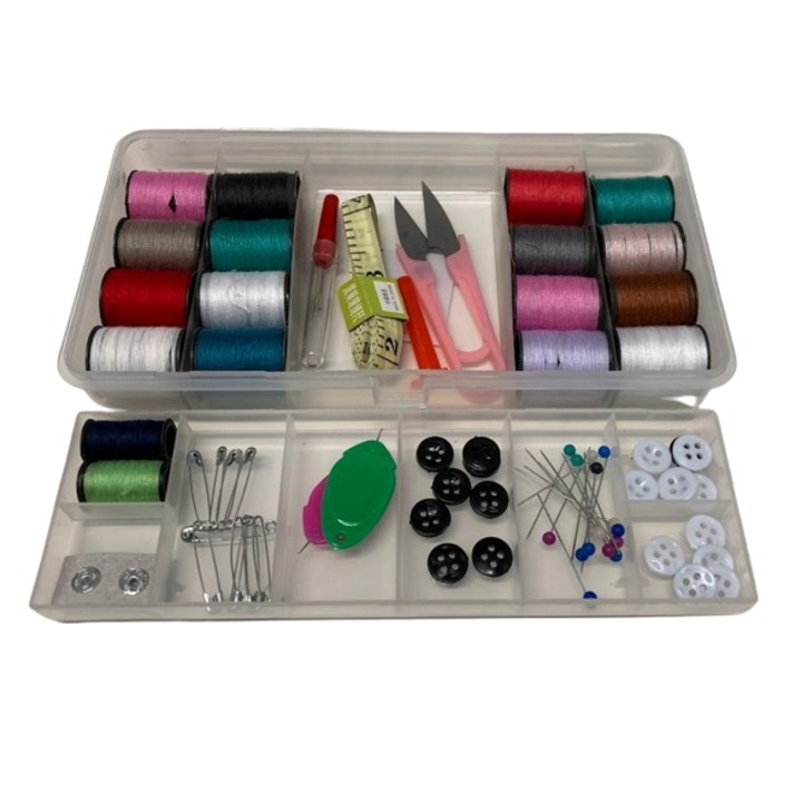 Set de cusut pentru croitori, 70 elemente, carcasa inclusa, multicolor