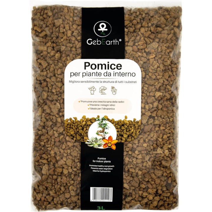 Пемза GebEarth, гранулация 3-6 мм, калибрирана влажност, комплект 3 л