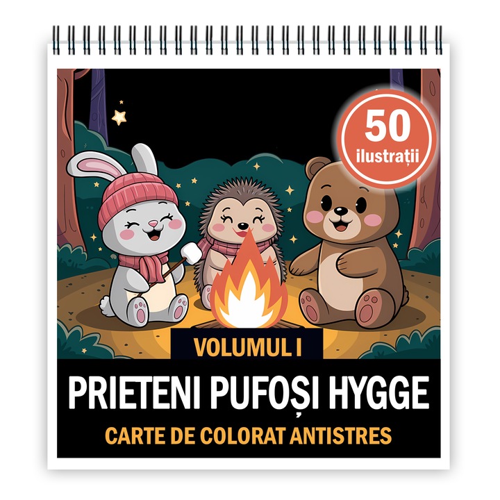 Carte de colorat de buzunar, 50 de ilustratii Prieteni Pufosi Hygge, 106 pagini, Format: A6 - 10.5x10.5cm, Editura Cadouri Legendare
