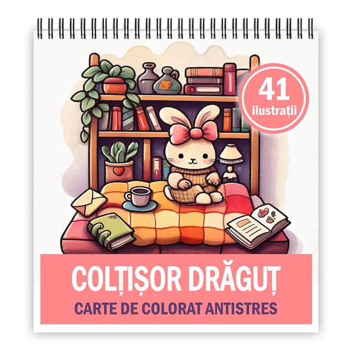 Антистрес книга за оцветяване, 41 илюстрации Cute Little Corner, 106 стр., Формат: 21x21см, издателство Cadouri Legendare