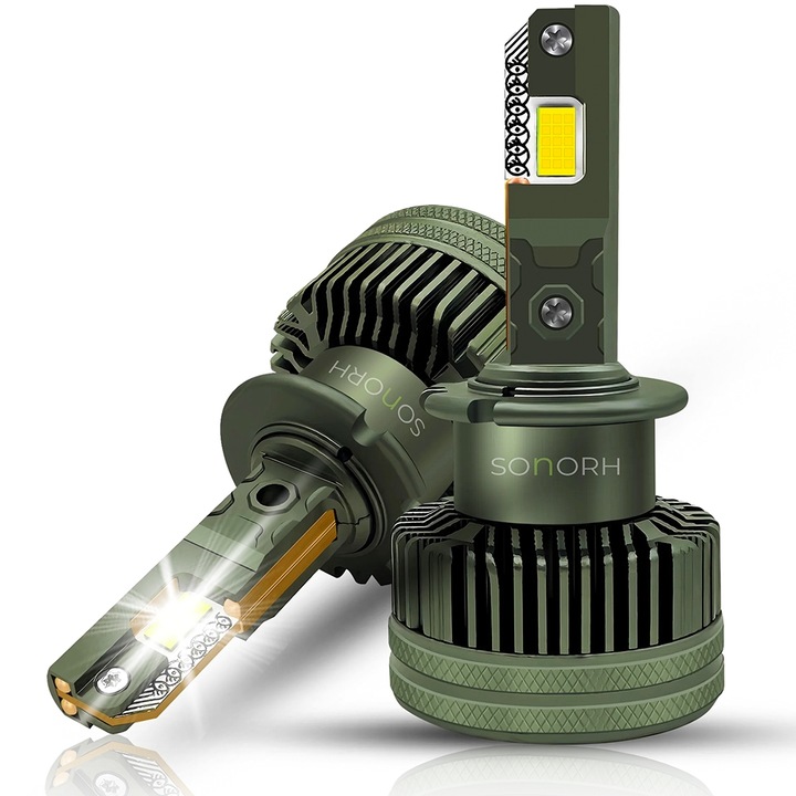 Ксенонови LED крушки D2S/D2R, 170 W, 27000 лумена, Canbus Plug&Play, 2 части, вентилатор и меден охлаждащ прът, 60 000 часа, IP68, SONORH®