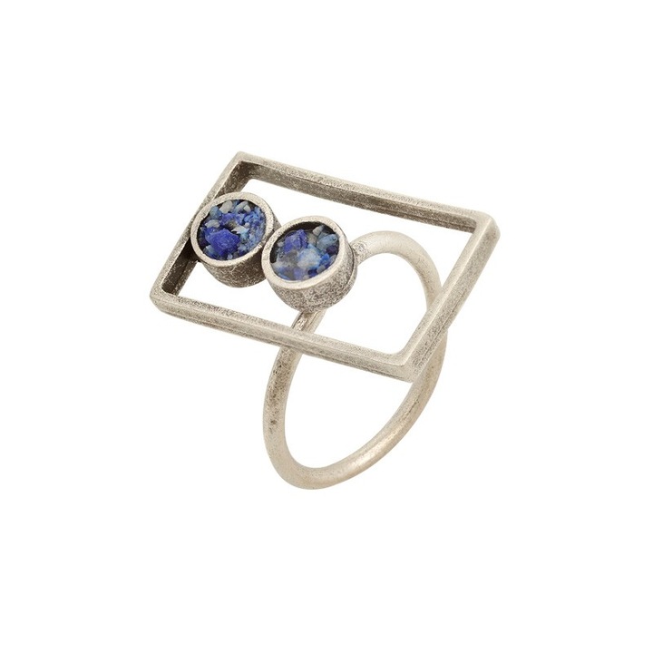 Inel dama, cu cercuri din alama, cu lapis, multicolor