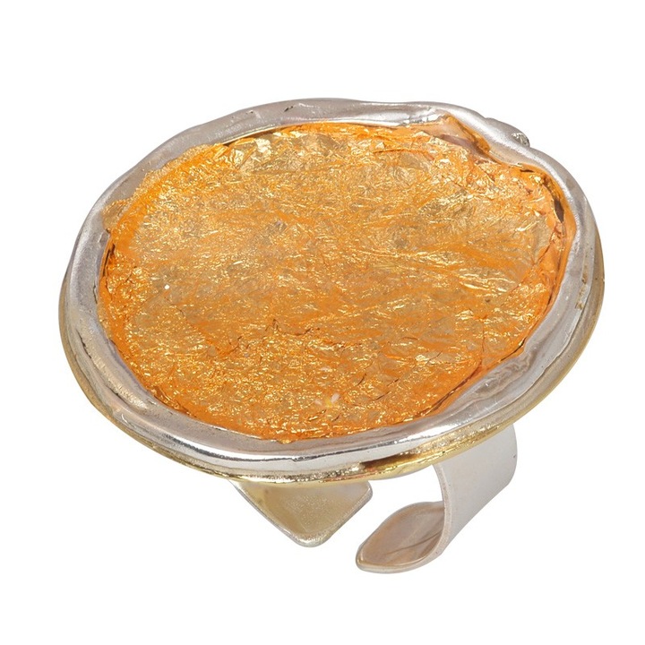 Inel argint 925 cu bratara aurie, model circular, bijuterii dama