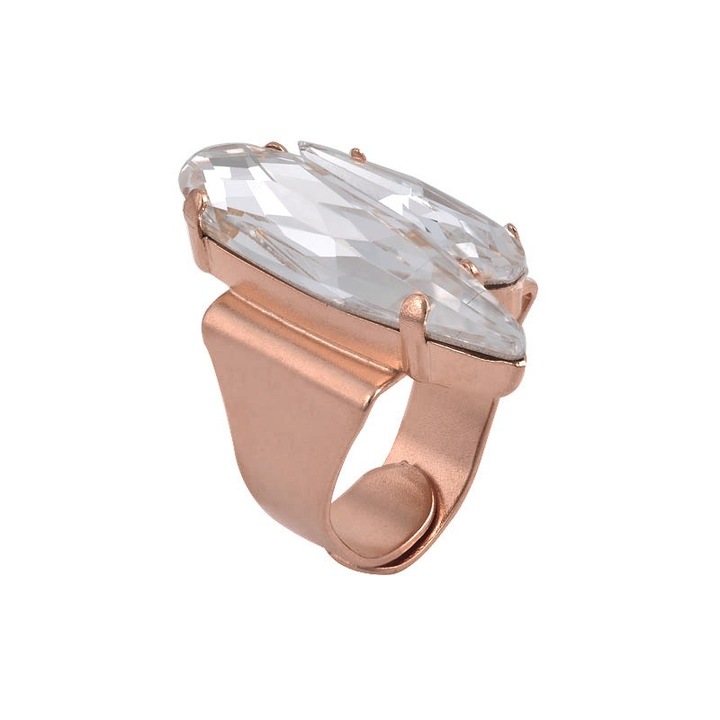 Inel din bronz cu cristale, roz, auriu
