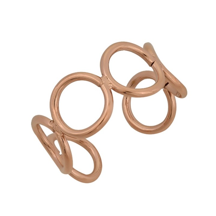 Inel dama, cu cercuri din inox, roz, auriu