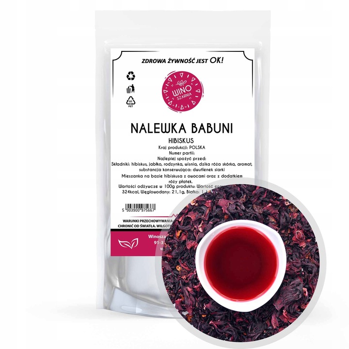 Ceai Hibiskus Nalewka Babuni, 100g, amestec fructe, fara cofeina, Polonia