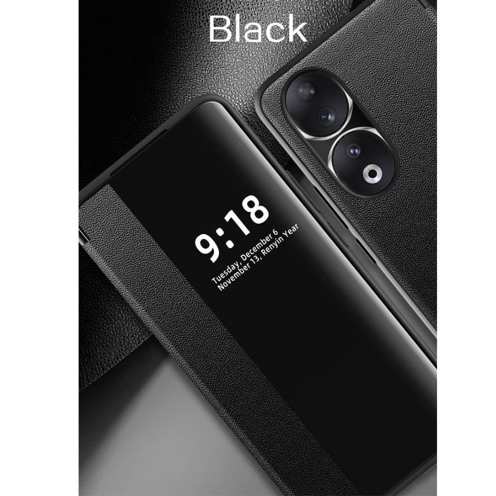 Husa Tip Carte, G-Tech, Hibrid piele ecologica si policarbonat, Compatibila cu Honor 90, Smart View, Interior Microfibra, Negru