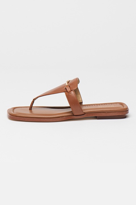 Michael Kors, Papuci flip-flop de piele Lena, Maro inchis, 38.5