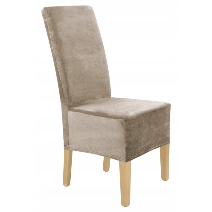 Husa Pentru Scaun, Imbracam Mobilierul, Catifea, Cappuccino, Elastic, Protectie Impotriva Murdariei