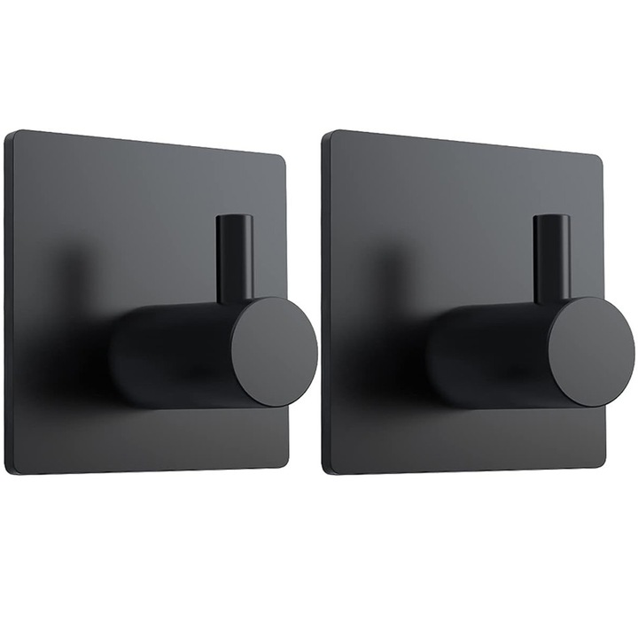 Carlige Adezive din Otel Inoxidabil 7.3kg, AKESON® Montaj fara Gaurire pe Gresie/Sticla, Set 2 Bucati