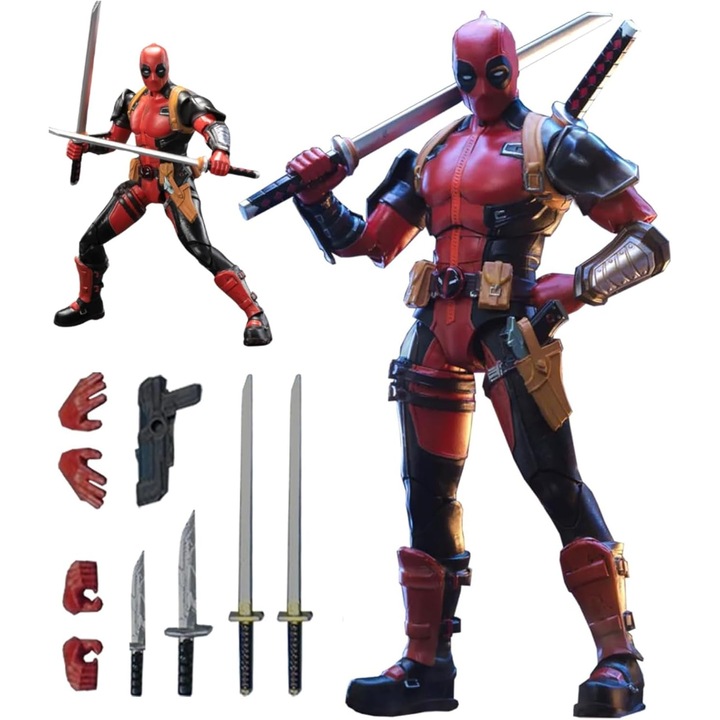 Фигура на Deadpool, 7-инчова серия Super War-Game Dead Pool Action Figure с много аксесоари, колекционерска подвижна играчка (мащаб 1/10)