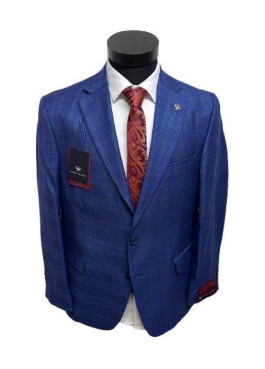 Sacou cu carouri pentru barbati, AR-4-01, Albastru inchis/Albastru deschis