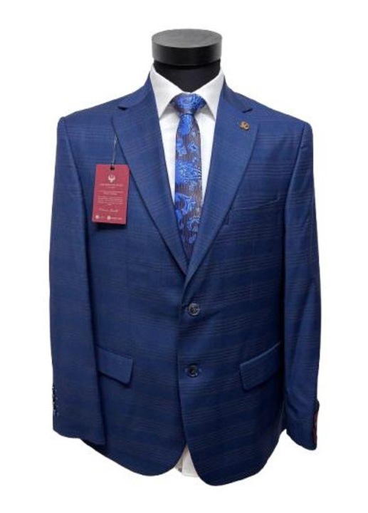 Sacou cu carouri, Talia 2, Regular Fit, AR-4-03, Albastru