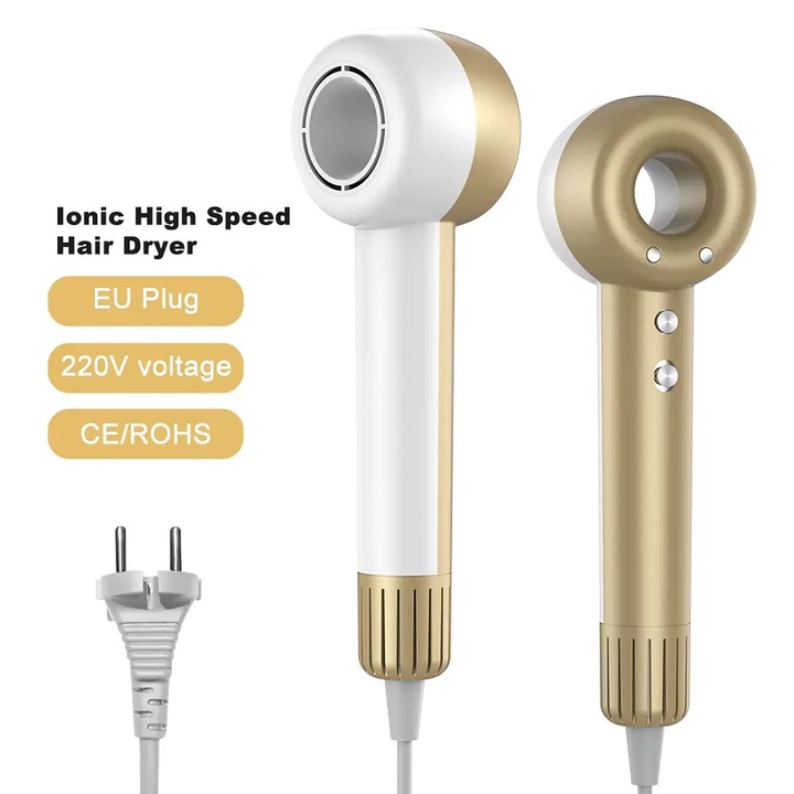 Професионален сешоар - Мощен 1400 W мотор, 600 милиона отрицателни йони, бързо изсушаване и оформяне против къдрене, естествен блясък