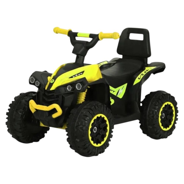 NOVOKIDS™ Little Monster ATV с функция скутер без педали за деца, с песни и светлини, максимум 25 кг, детска кола, удобна седалка, жълт