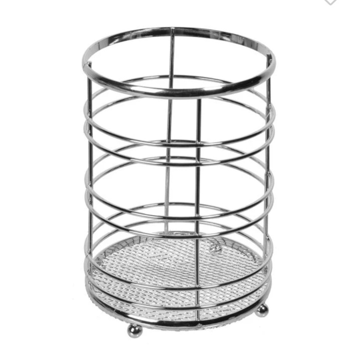 Uscator pentru tacamuri, metalic, argintie, Ø12x16cm