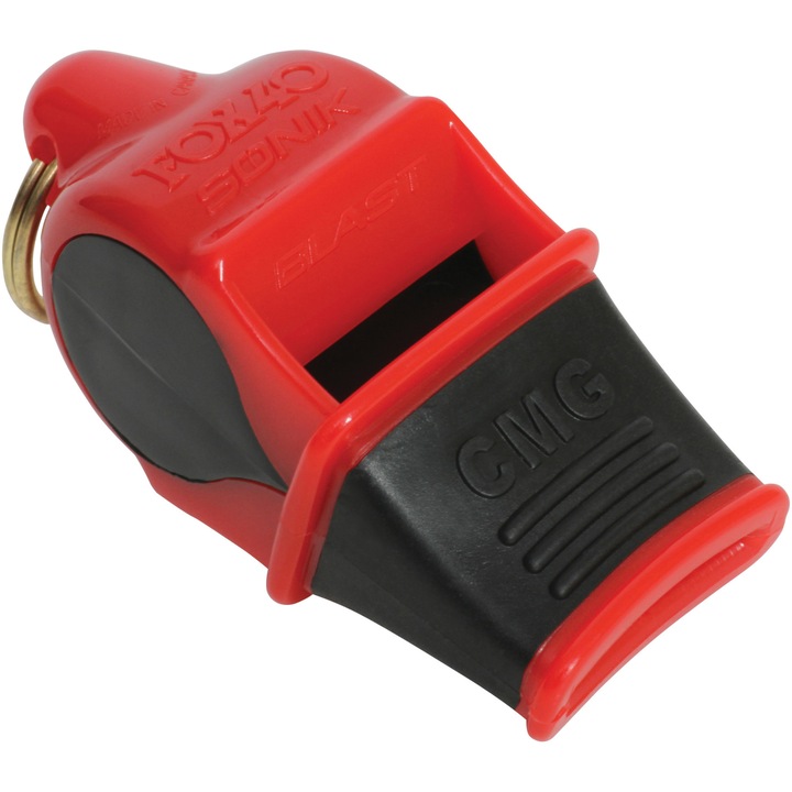 Fluier Fox 40 Sonik CMG cu snur, rosu/negru