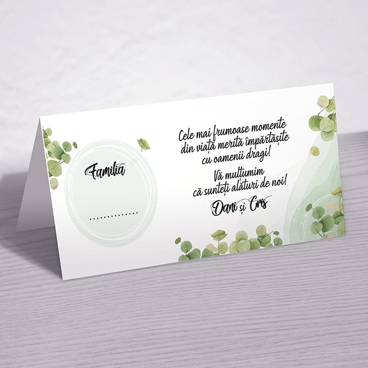 Set 10 bucati, Plic de bani pentru nunta cu model floral verde, elegant si modern, cu buzunar interior, 21 x 10 cm