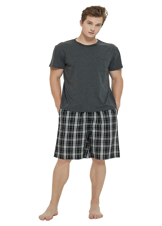 Pijama Barbati Global Scurta, Gri cenusiu