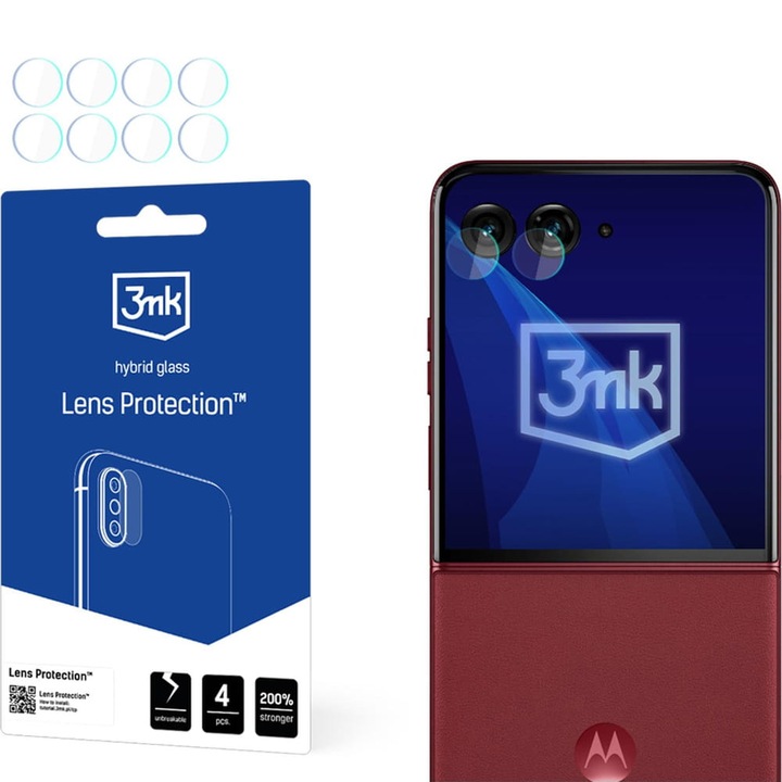 Set 4x Sticla camera foto 3mk Lens Protection pentru Motorola Razr 60 Ultra, transparenta