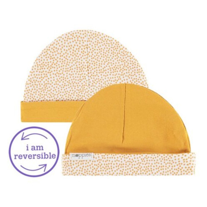 Caciula bebe reversibila, Noppies, Babylon, galbena, 0-3 luni