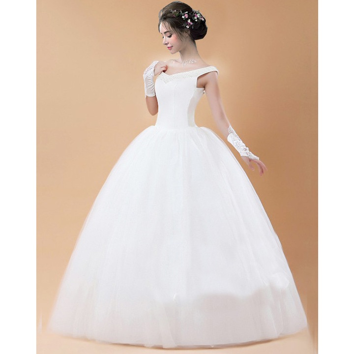 Rochie de mireasa stil printesa cu perle, 38