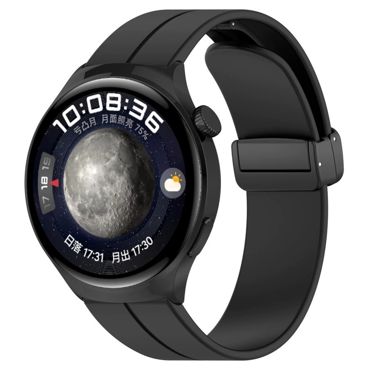 Магнитна каишка за часовник, съвместима с Huawei Watch 5 / 5 Pro 46 mm / Watch 4 / 4 Pro 46 mm / Watch 3 / 3 Pro 46 mm, 48 mm, Classic / Active, Huawei Watch GT, GT 2, GT 2 Pro, GT 3 46 mm 46 mm, Best Accessories, 22 mm, черен