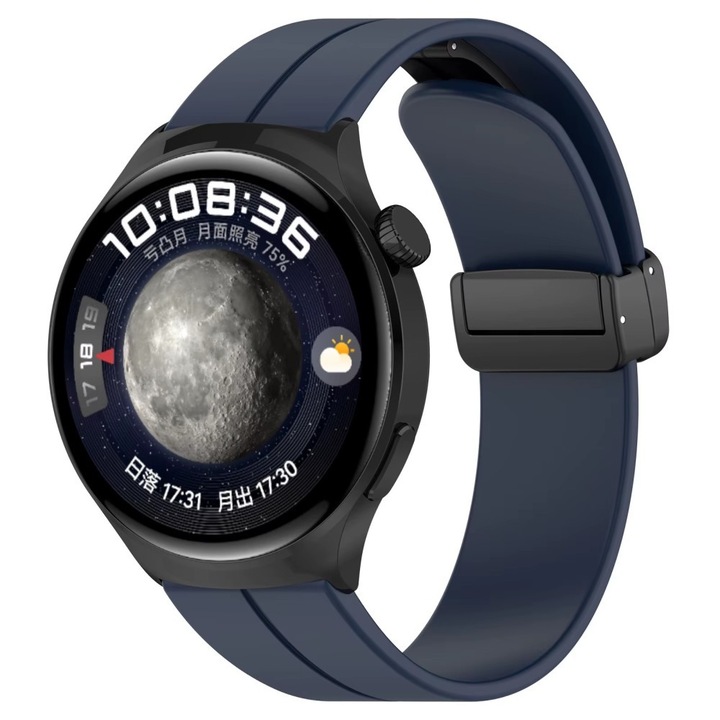 Магнитна каишка за часовник, съвместима с Huawei Watch 5 / 5 Pro 46mm / Watch 4 / 4 Pro 46mm / Watch 3 / 3 Pro 46mm, 48mm, Classic / Active, Huawei Watch GT, GT 2, GT 2 Pro, GT 3 46mm 46mm, Best Accessories, 22mm, тъмносин