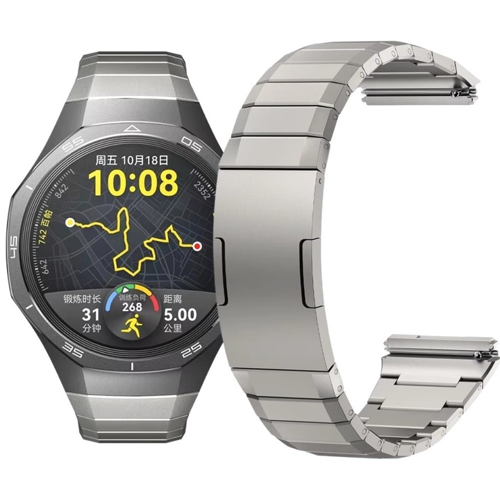 Титаниева гривна, съвместима с Huawei Watch GT5 PRO 46mm, Best Accessories, сребриста