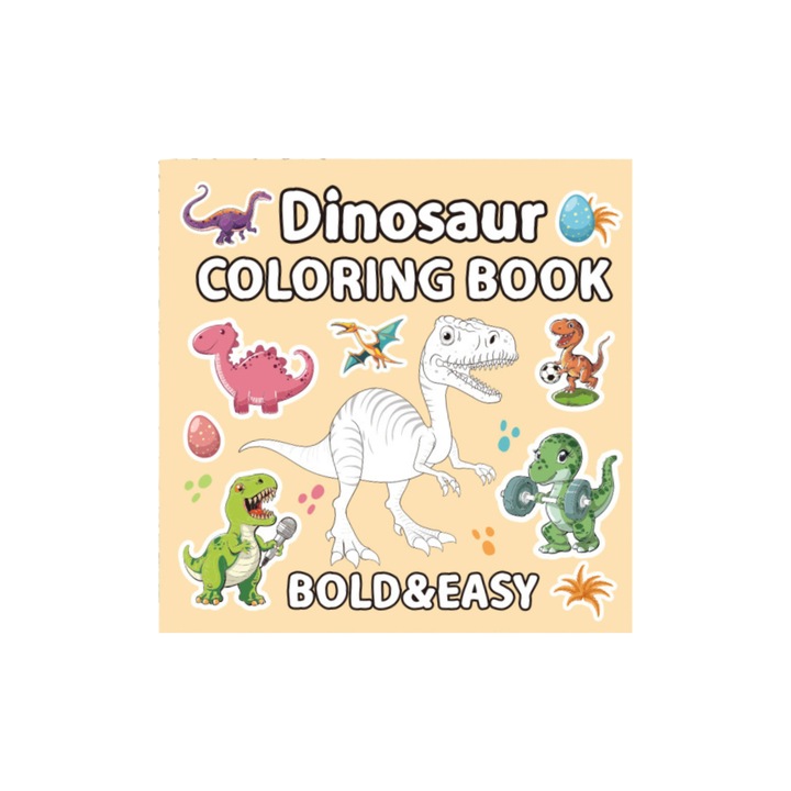 Carte de Colorat, Dinosaur, Coperta Cartonata, Desene Animale Haioase, pentru Copii
