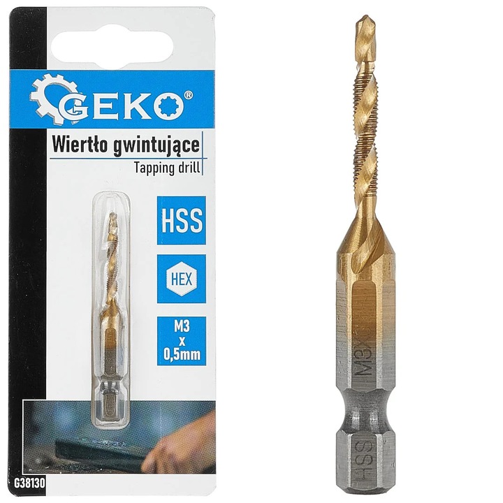 Burghiu HSS HEX pentru filetat, m3 X 0.5 mm, Geko, G38130