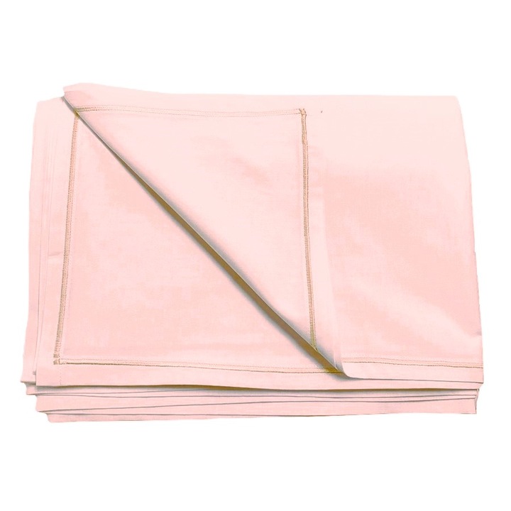 Cearsaf pat cu bordura brodata, 180 x 250 cm, Casa Bucuriei, model Royal, roz prafuit, bumbac 100%