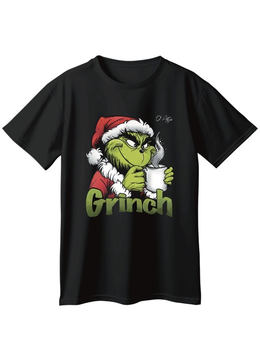Tricou basic unisex, bumbac, Grinch, negru