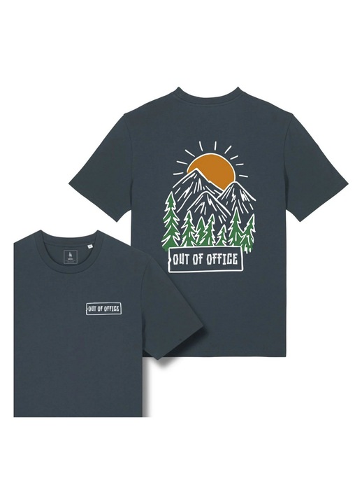 Tricou unisex Empath, model Out of office, 100% bumbac organic, India Ink Grey, L