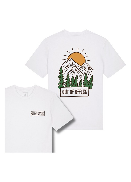 Tricou unisex Empath, model Out of office, 100% bumbac organic, Alb, S