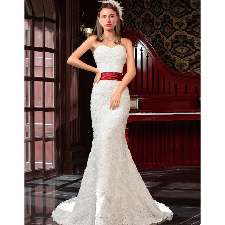 Rochie de mireasa sirena cu trandafiri 3D, 38