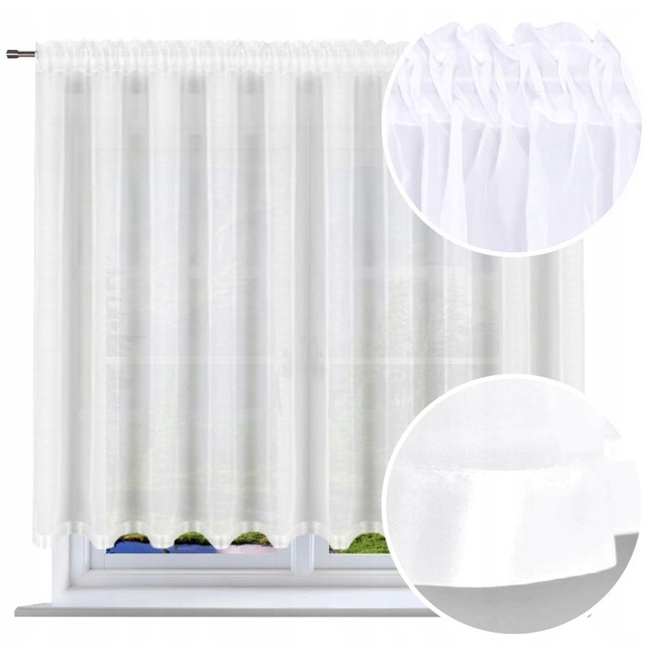 Завеса, NOW-ART, Finished Decorative Voile L80 4, Полупрозрачна, За хол, 400 x 160 см, 0.3 кг, Бял