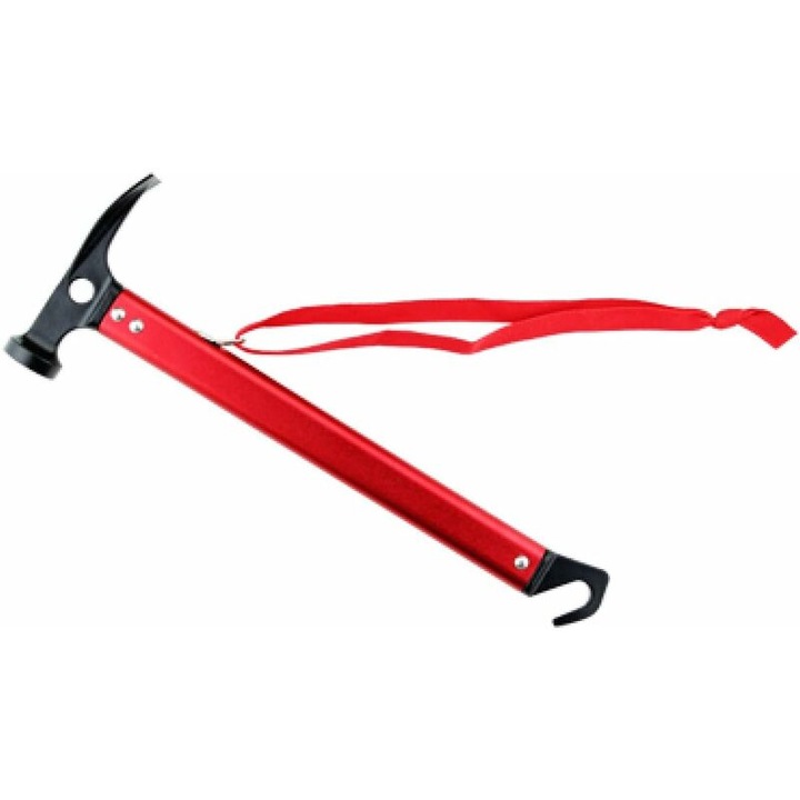 Ciocan de camping usor din aliaj de aluminiu (aproximativ 374 g) cu cap de ciocan din otel carbon, potrivit pentru indepartarea cuielor de cort si a copertinelor in timpul drumetiilor